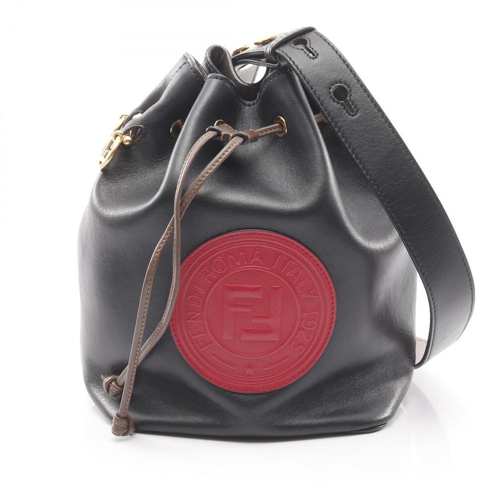 Fendi Montresor Shoulder Bag Leather Black Red